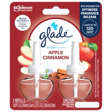 Glade PlugIns Scented Oil Air Freshener Refills - Apple Cinnamon, 2 ct