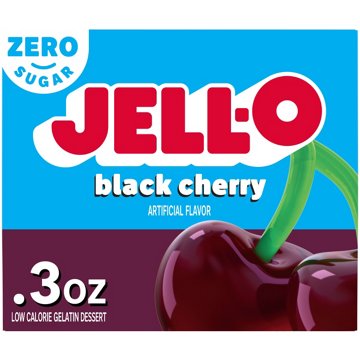 Jell-O Zero Sugar Black Cherry Gelatin Dessert Mix, 0.3 oz