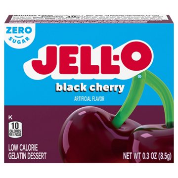 Jell-O Zero Sugar Black Cherry Gelatin Dessert Mix, 0.3 oz