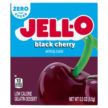 Jell-O Zero Sugar Black Cherry Gelatin Dessert Mix, 0.3 oz