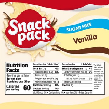 Snack Pack Sugar Free Vanilla Pudding Cups, 4 ct