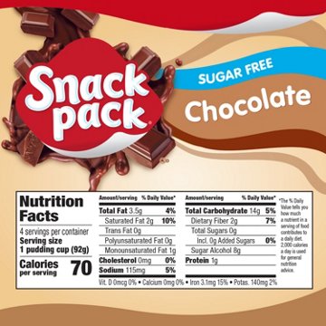 Snack Pack Sugar Free Chocolate Pudding Cups, 4 ct