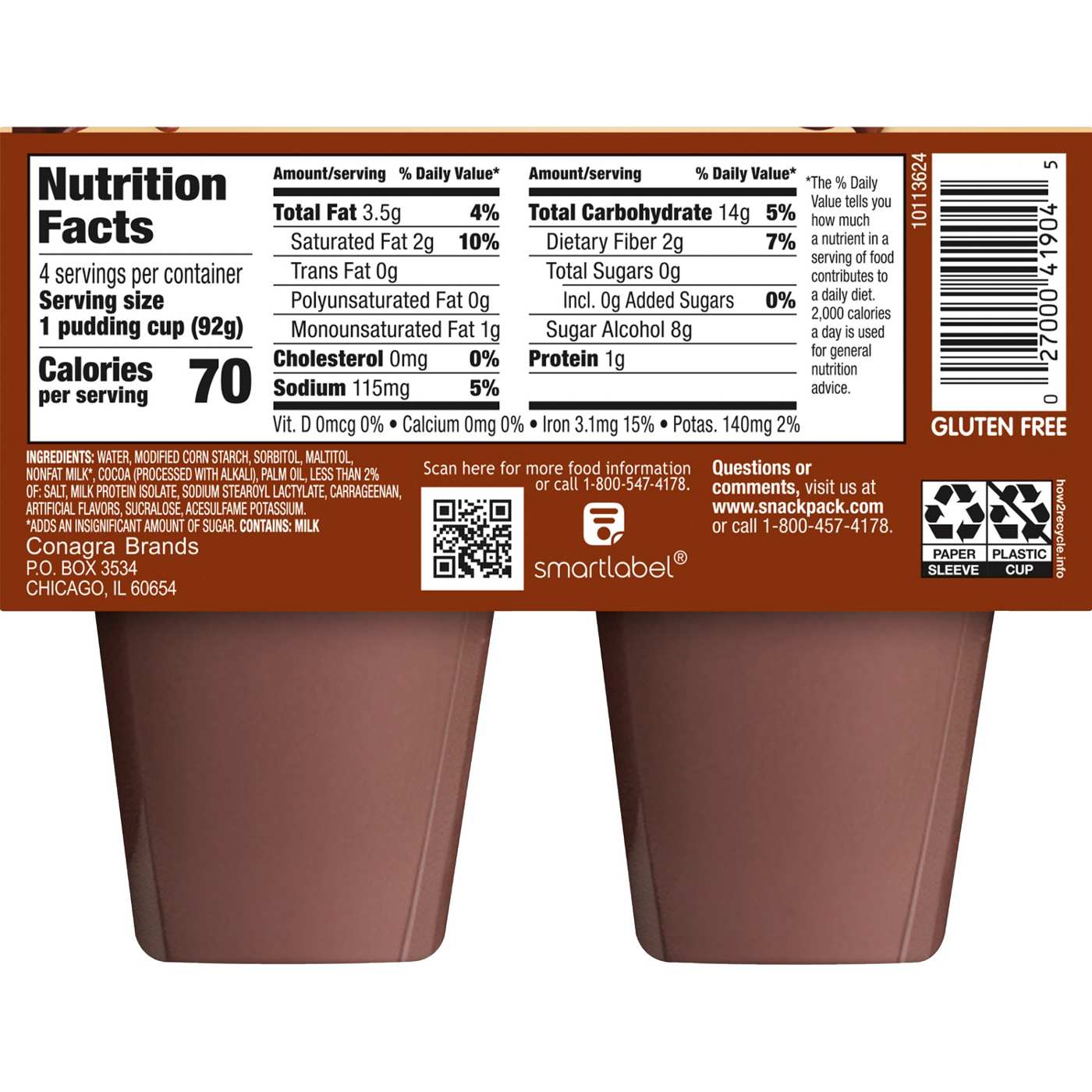 Snack Pack Sugar Free Chocolate Pudding Cups; image 4 of 7