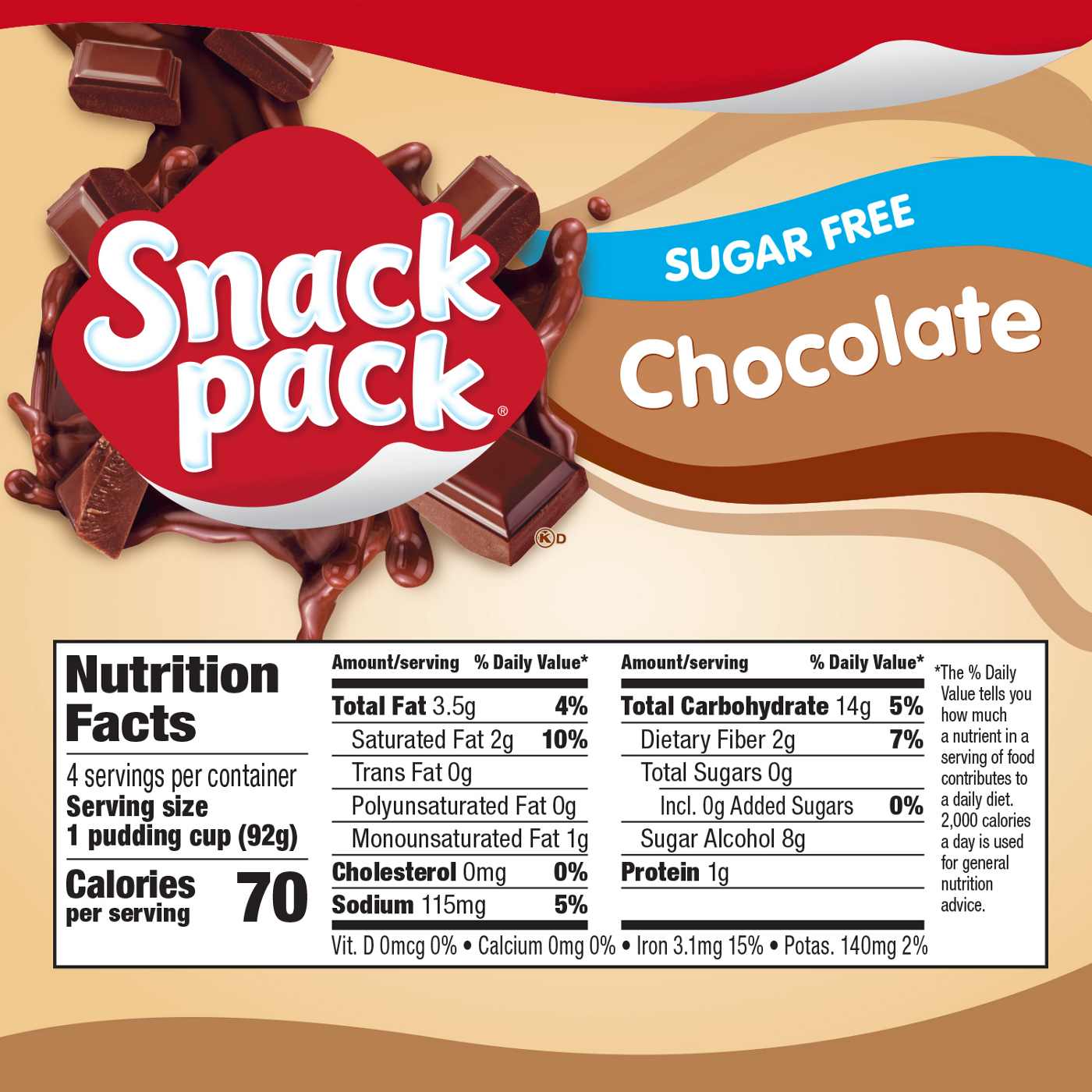 Snack Pack Sugar Free Chocolate Pudding Cups; image 5 of 7