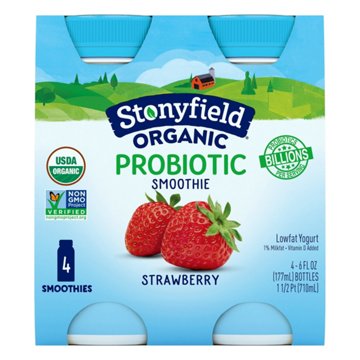 Stonyfield Organic Probiotic Yogurt Drink 4 pk Bottles - Strawberry