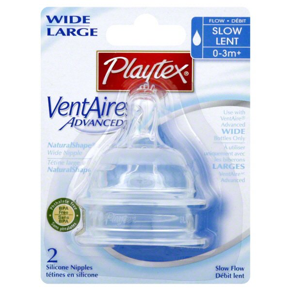 Playtex VentAire Advanced Standard Slow Flow Silicone Nipples (0-3 M+) -  Shop Playtex VentAire Advanced Standard Slow Flow Silicone Nipples (0-3 M+)  - Shop Playtex VentAire Advanced Standard Slow Flow Silicone Nipples (