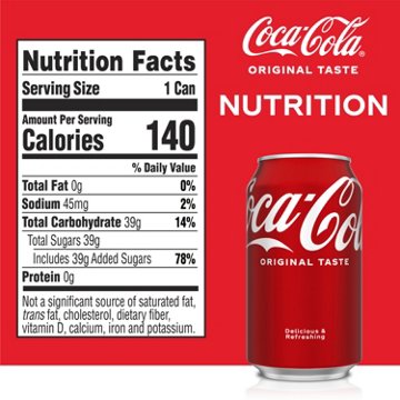 Coca-Cola Soda Soft Drink 24 pk Cans, 12 oz