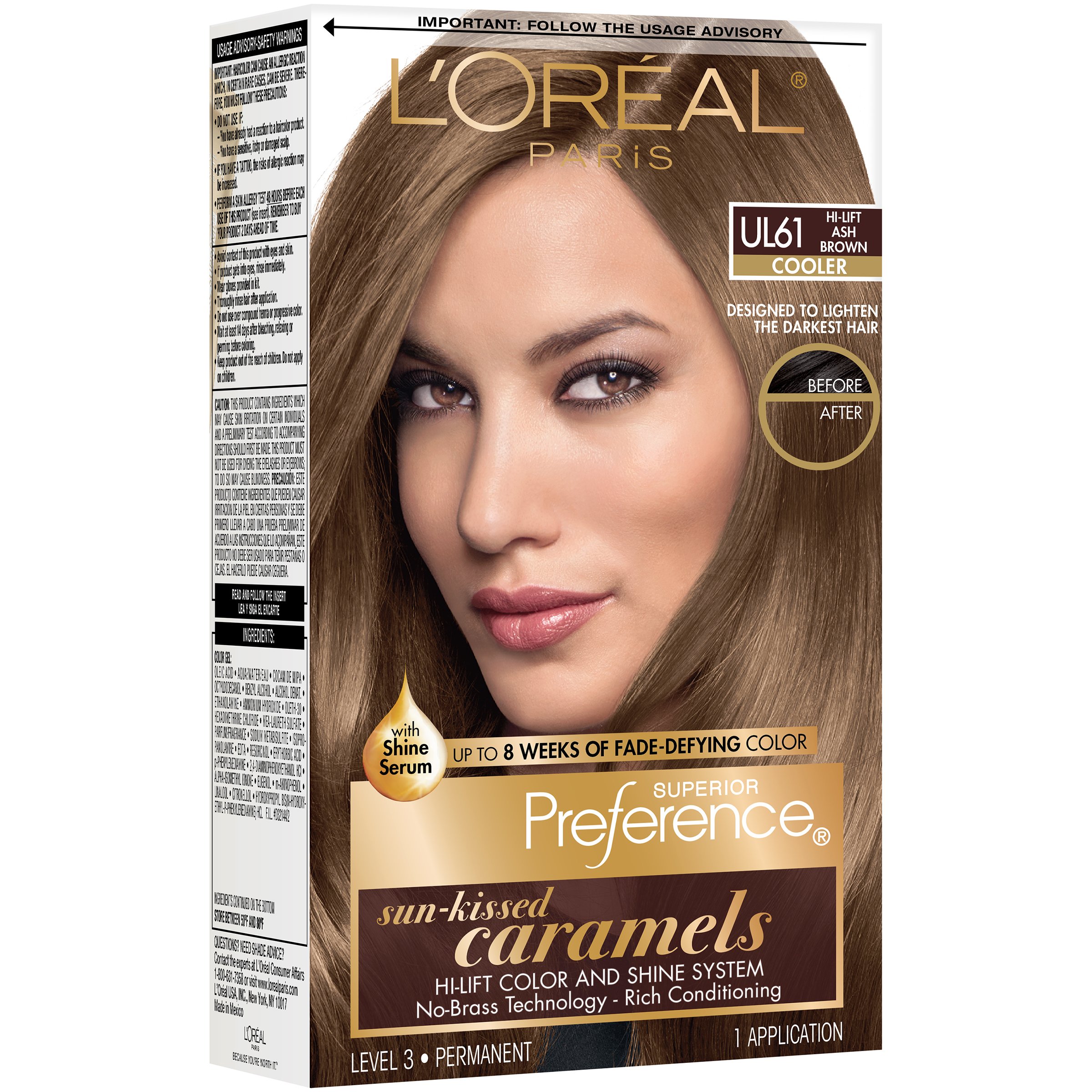 L'Oreal Superior Preference Sun-Kissed Caramels Permanent Haircolor, Warmer, Hi-Lift Gold Brown UL63