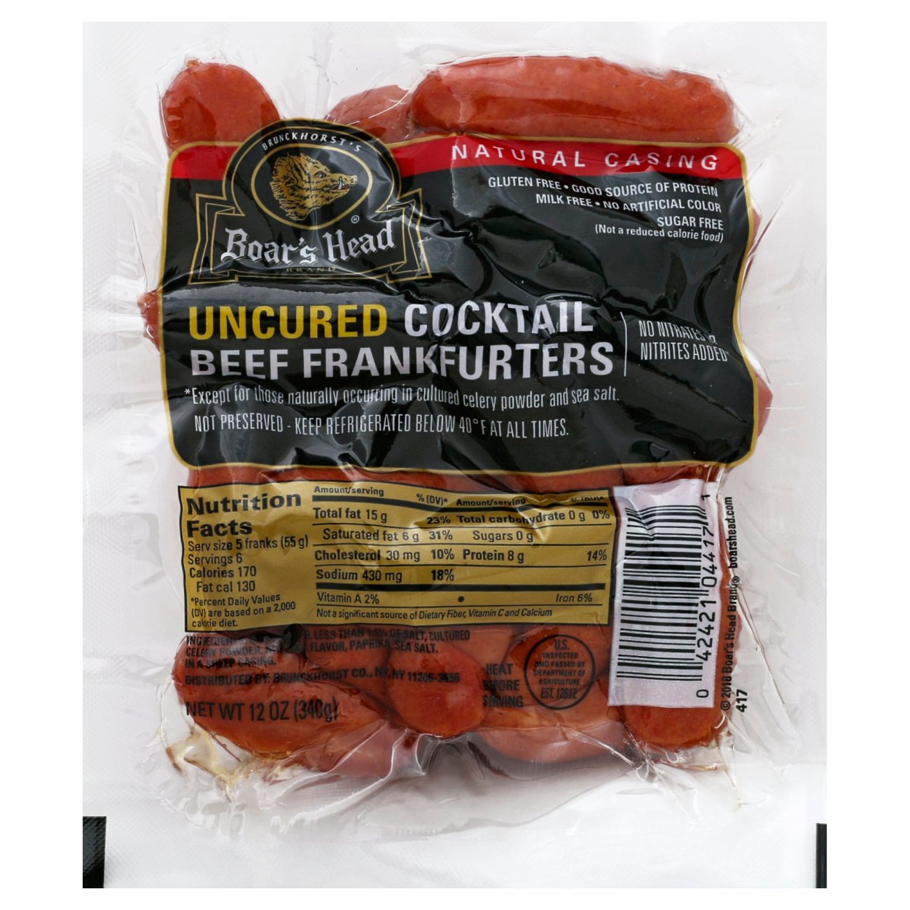 Boar's Head Uncured Cocktail Beef Frankfurters Shop Hot Dogs at HEB