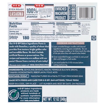 H-E-B Oven Ready Lasagna, 12 oz