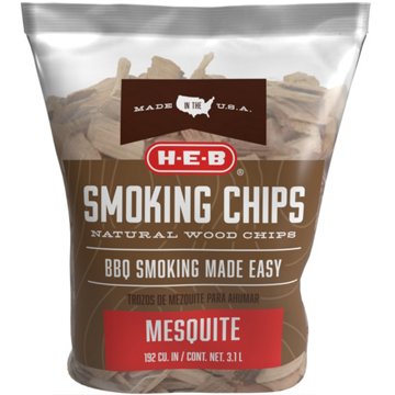 H-E-B Natural Mesquite Wood Smoking Chips, 192 cu. in.