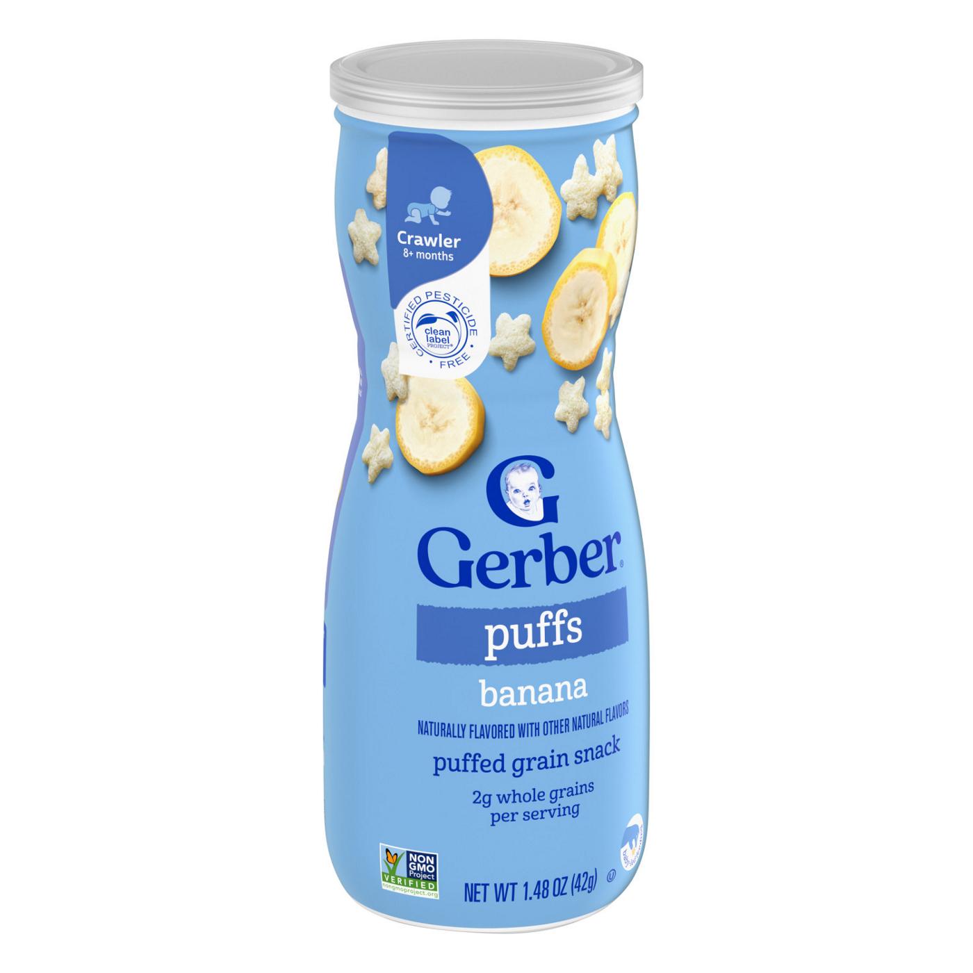 Gerber Stage 3 Baby Puffed Grain Snacks - Banana Puffs; image 2 of 5