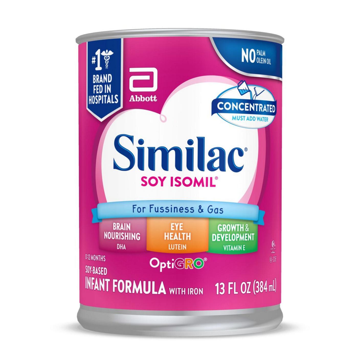 Similac Soy Isomil For Fussiness & Gas Infant Formula with Iron Concentrated Liquid; image 1 of 9