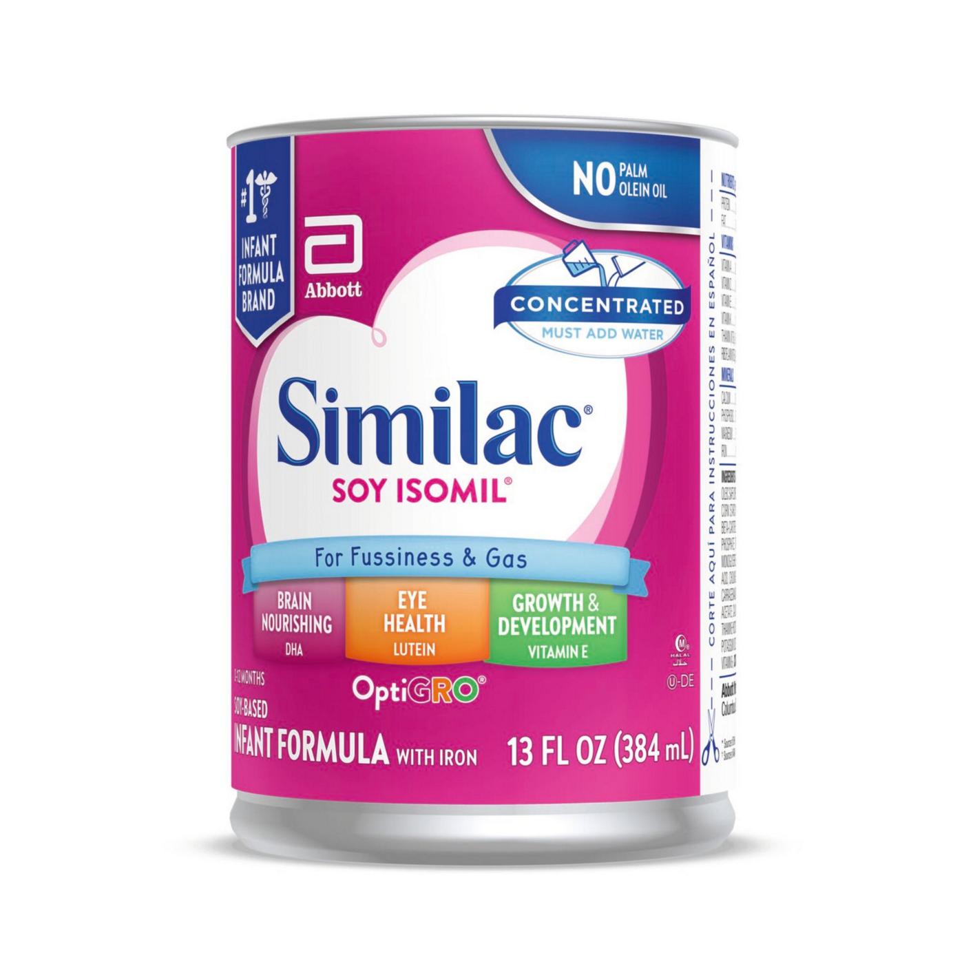 Similac Soy Isomil For Fussiness and Gas Infant Formula with Iron Concentrated Liquid; image 2 of 4