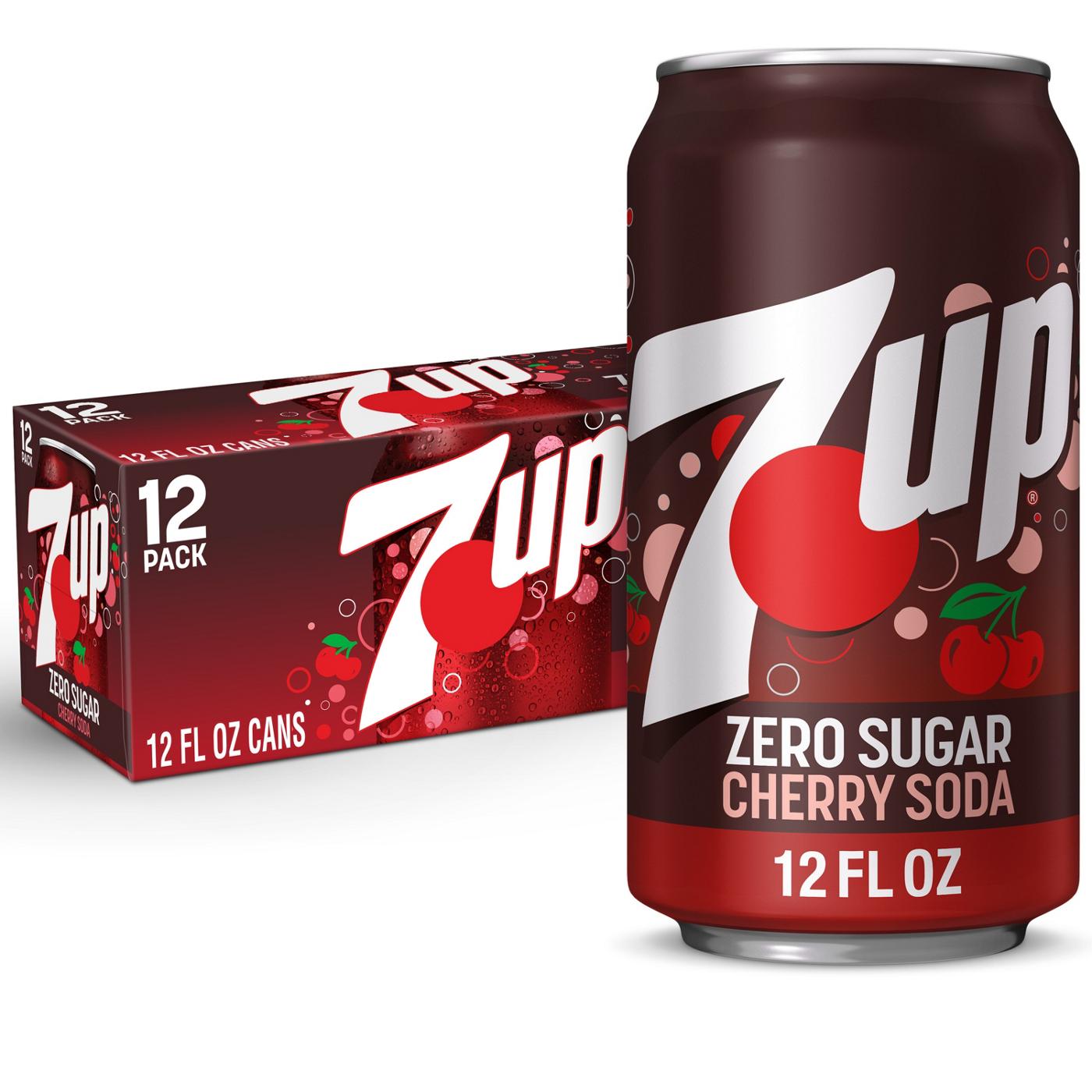 7UP Zero Sugar Cherry Soda 12 pk Cans; image 1 of 5