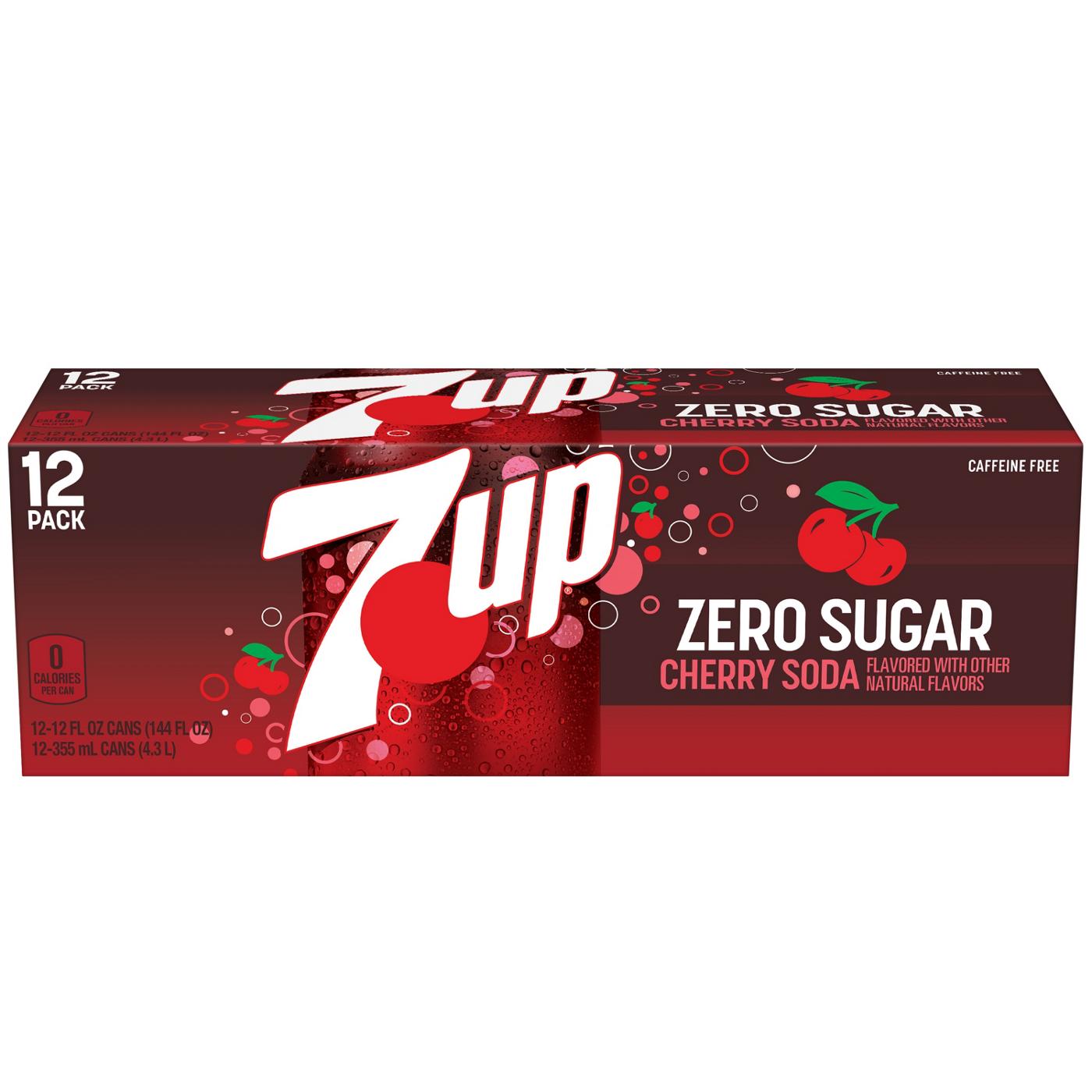 7UP Zero Sugar Cherry Soda 12 pk Cans; image 3 of 5