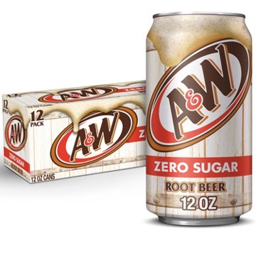A&W Zero Sugar Root Beer Caffeine Free Soda 12 pk Cans