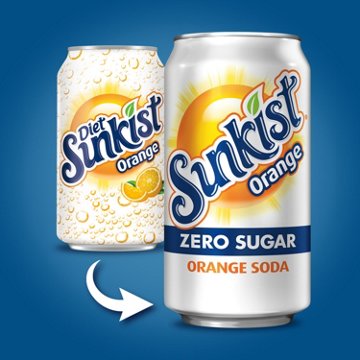 Sunkist Diet Orange Soda 12 oz Cans