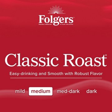 Folgers Classic Roast Medium Roast Ground Coffee, 40.3 oz