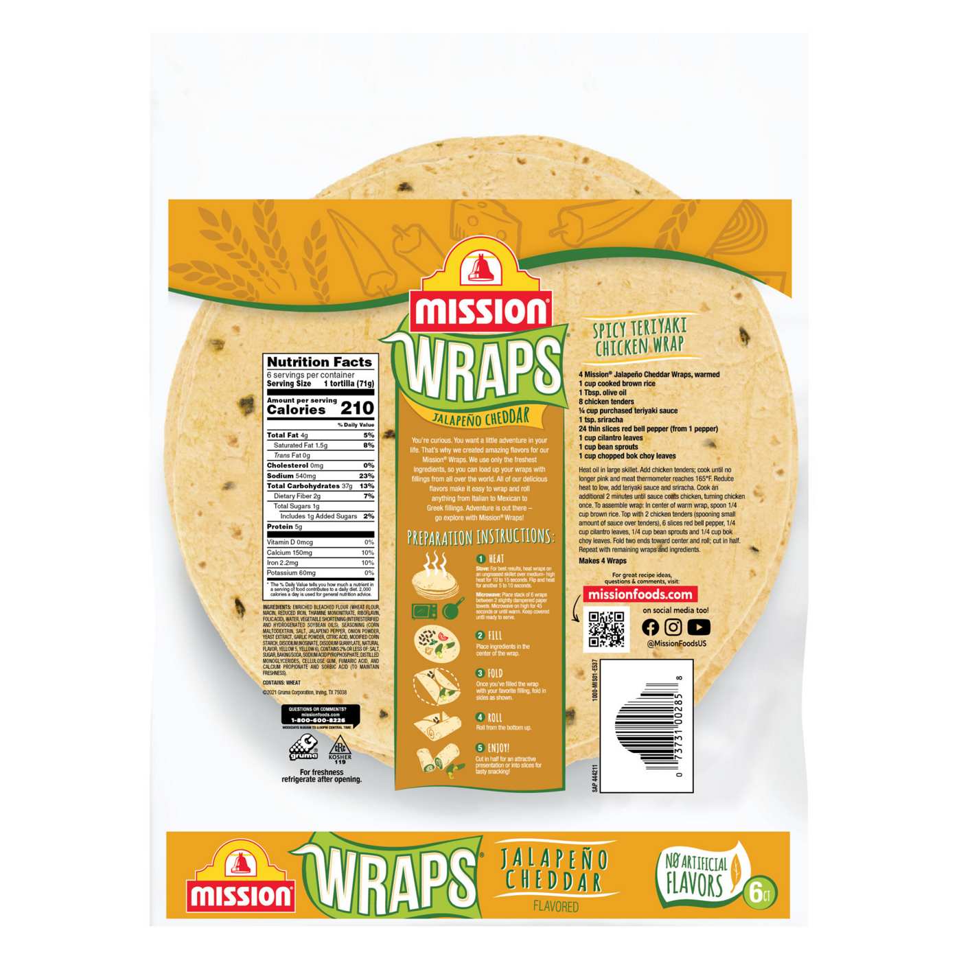 Mission Jalapeno Cheddar Wraps 6 Count; image 6 of 6