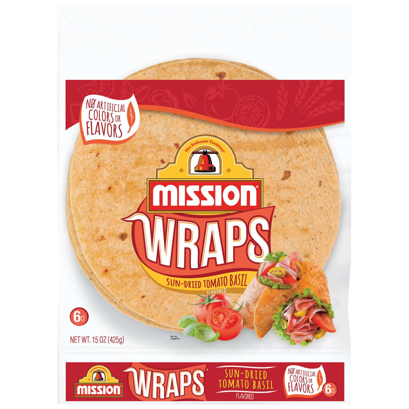 Mission Sun-Dried Tomato Basil Wraps 6 Count; image 1 of 3