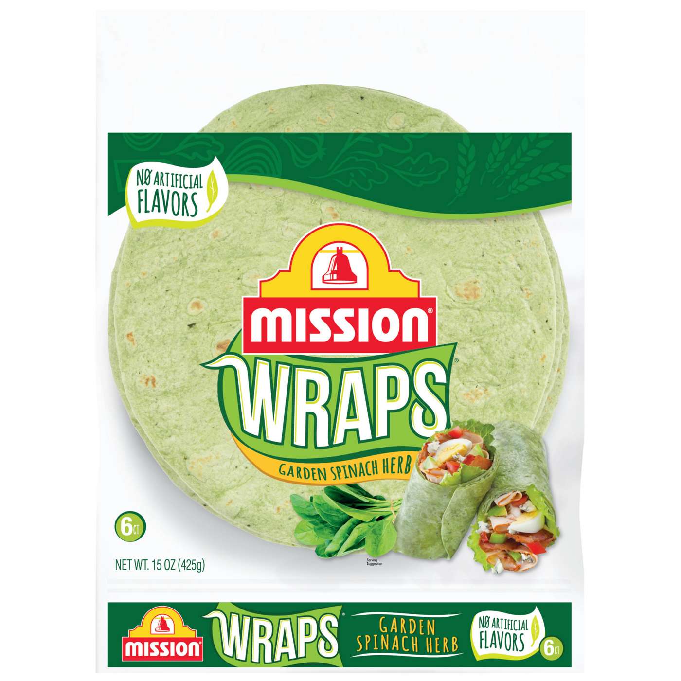 Mission Garden Spinach Herb Wraps 6 Count; image 1 of 5