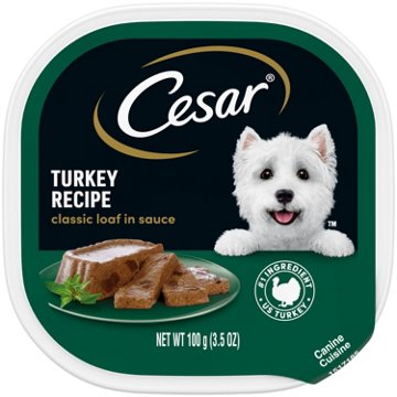 Cesar Wet Dog Food Classic Loaf in Sauce Easy Peel Trays - Turkey Recipe
