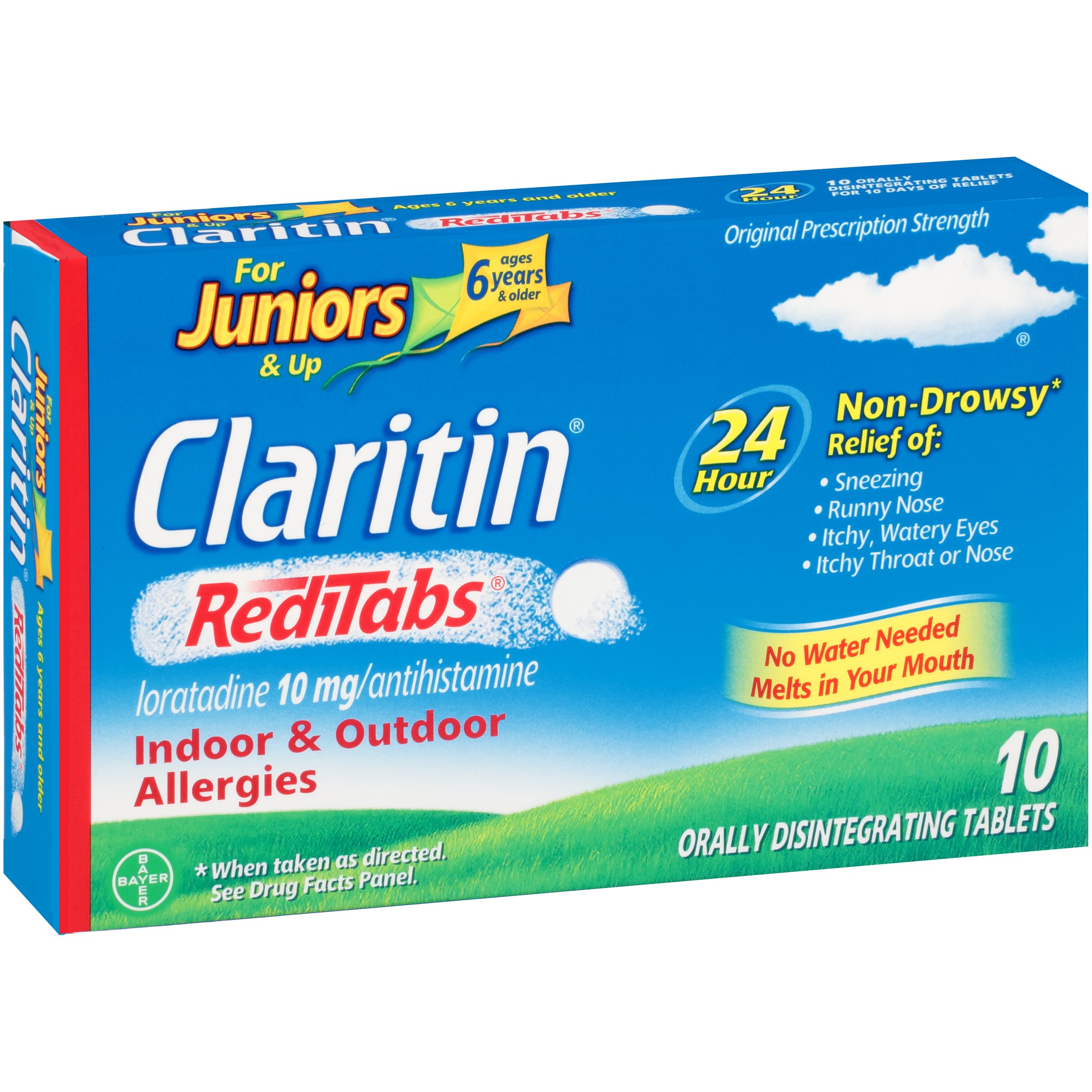 Claritin Juniors 24Hour NonDrowsy 10 mg Loratadine Antihistamine Allergy RediTabs Shop Sinus