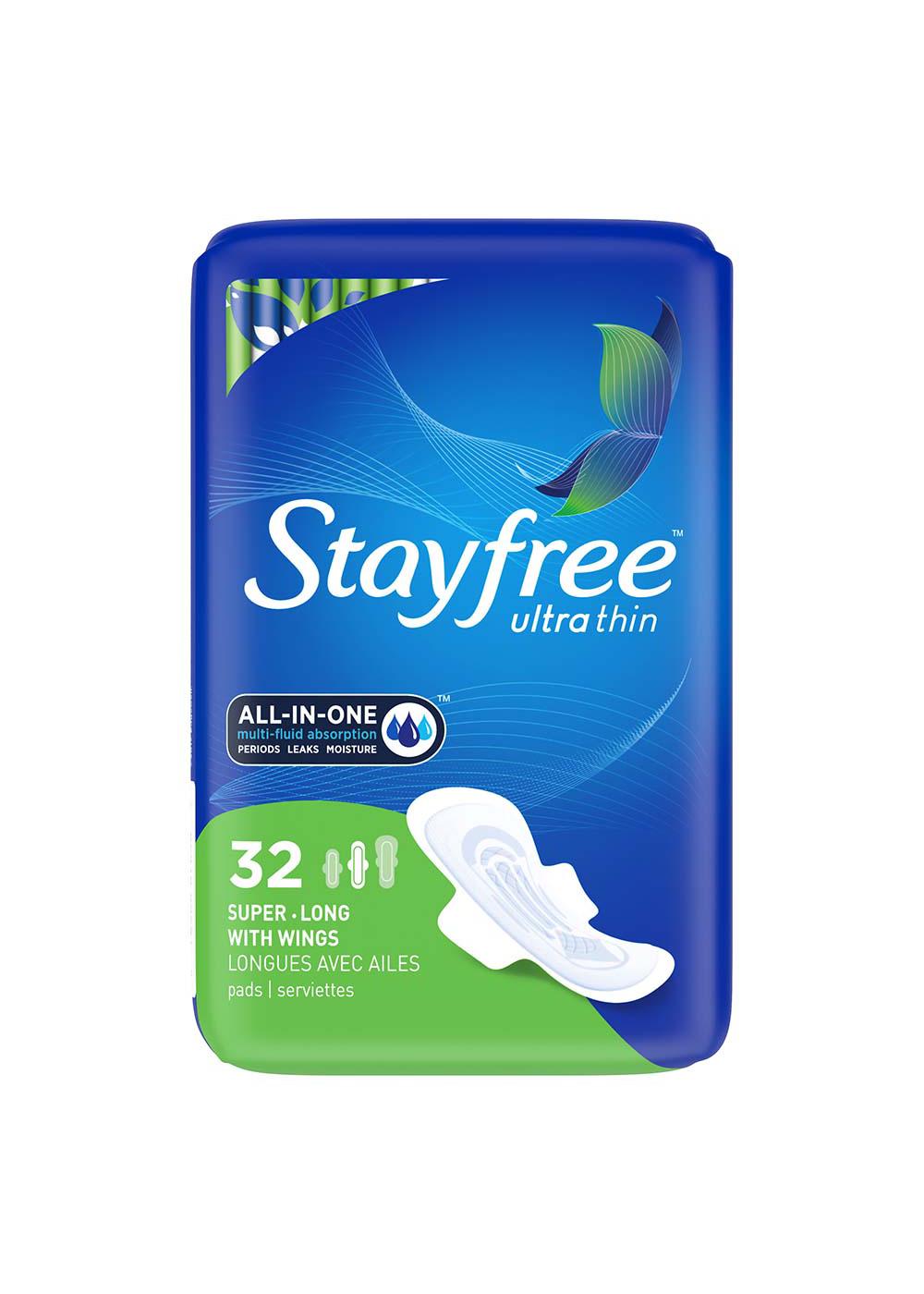 Stayfree Ultra Thin Super Long Pads with Wings; image 1 of 4