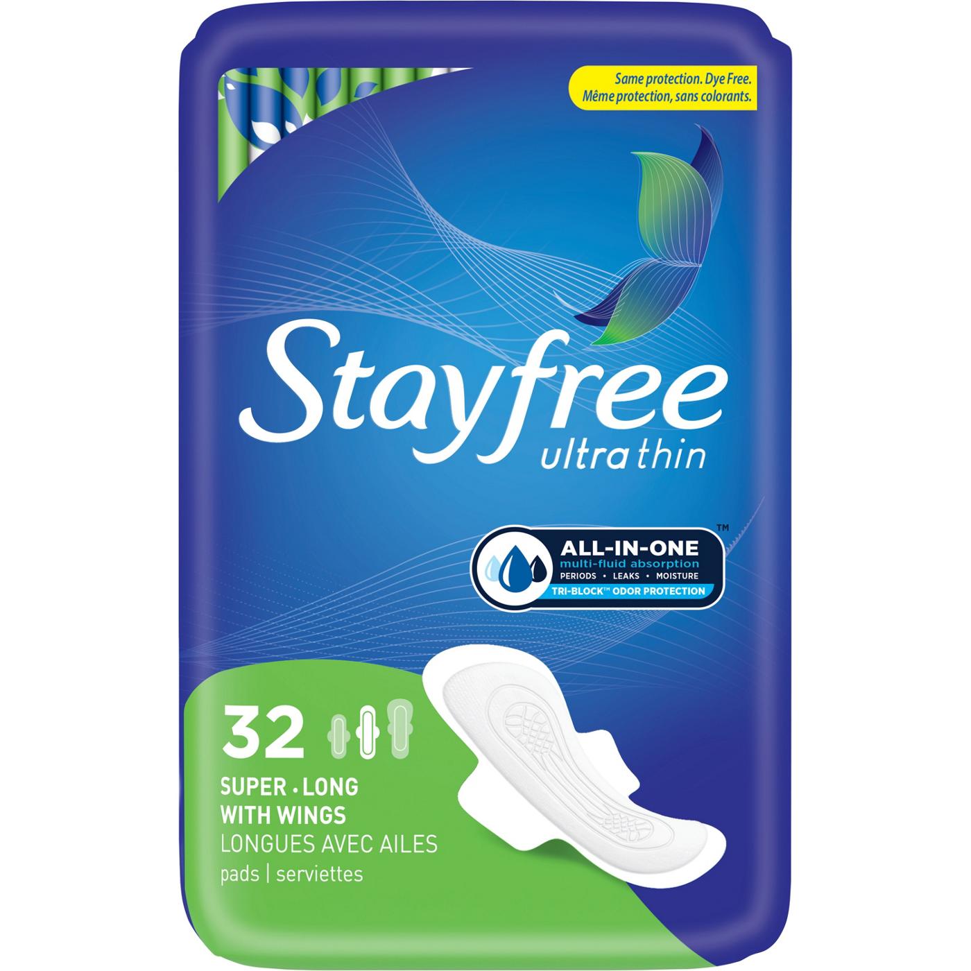 Stayfree Ultra Thin Super Long Pads with Wings; image 1 of 7