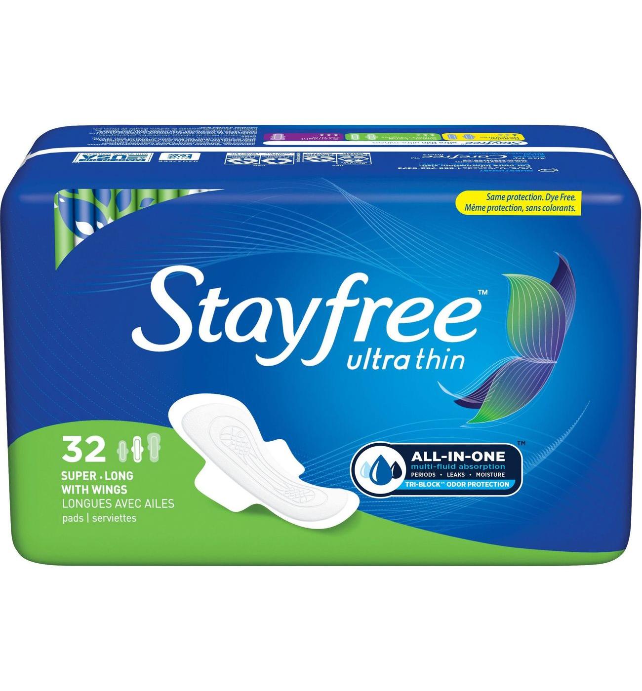 Stayfree Ultra Thin Super Long Pads with Wings; image 7 of 7