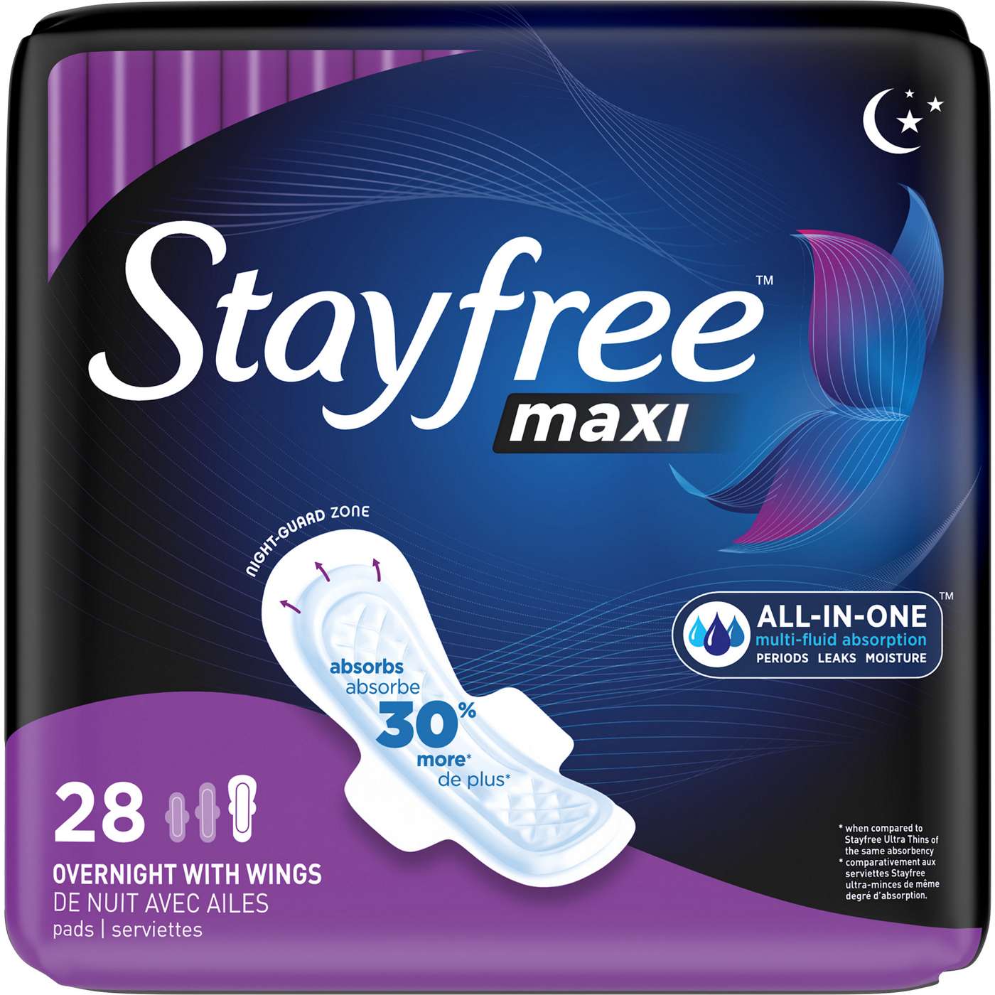 Stayfree Maxi Overnight Pads with Wings; image 3 of 5