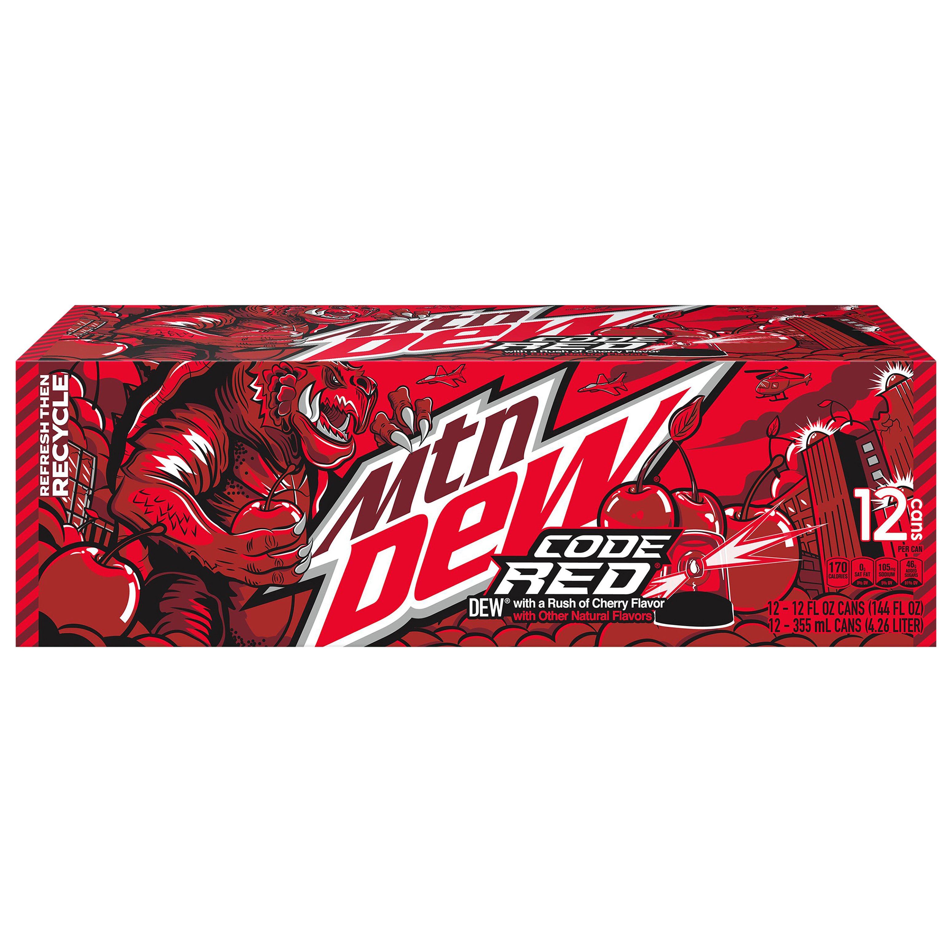 Mountain Dew Code Red Cherry Soda 12 Oz Cans Shop Soda At H E B