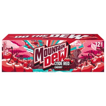 Mountain Dew Code Red Soda Soft Drink Cherry 12 pk Cans