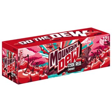 Mountain Dew Code Red Soda Soft Drink Cherry 12 pk Cans