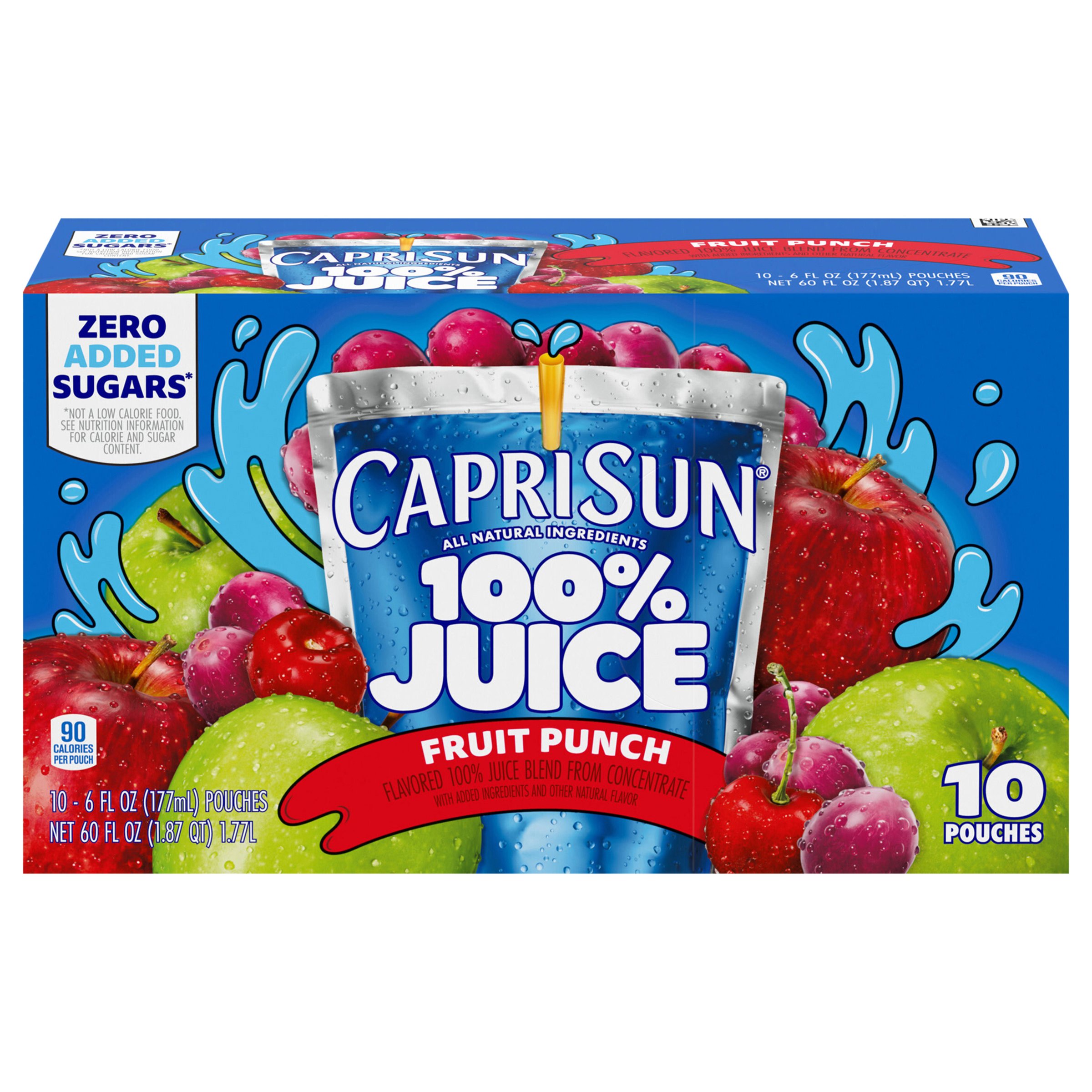 Capri Sun 100% Juice Fruit Punch Flavored Juice Blend 6 oz Pouches ...