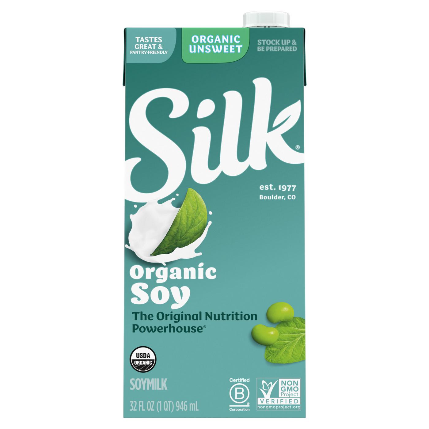 Silk Organic Shelf-Stable Unsweetened Soymilk; image 1 of 2