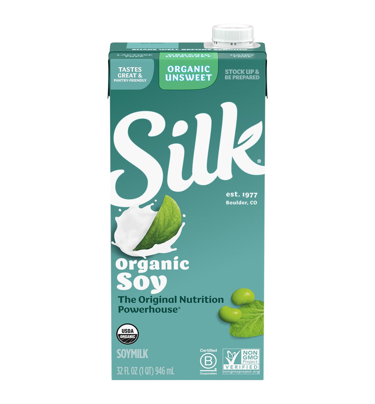 Silk Organic Shelf-Stable Unsweetened Soymilk; image 1 of 11