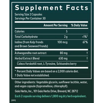 Gaia Herbs SystemSupport Thyroid Support Vegetarian Liquid Phyto-Caps