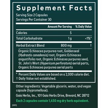 Gaia Herbs Echinacea Goldenseal Vegetarian Liquid Phyto-Caps