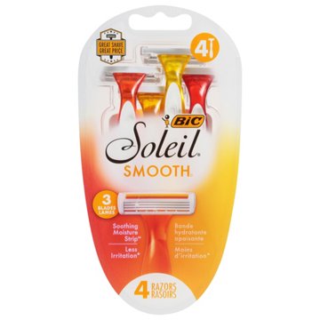 BIC Soleil Smooth 3 Blades Disposable Razors, 4 ct