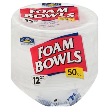 Hill Country Essentials 12 oz Foam Bowls, 50 ct
