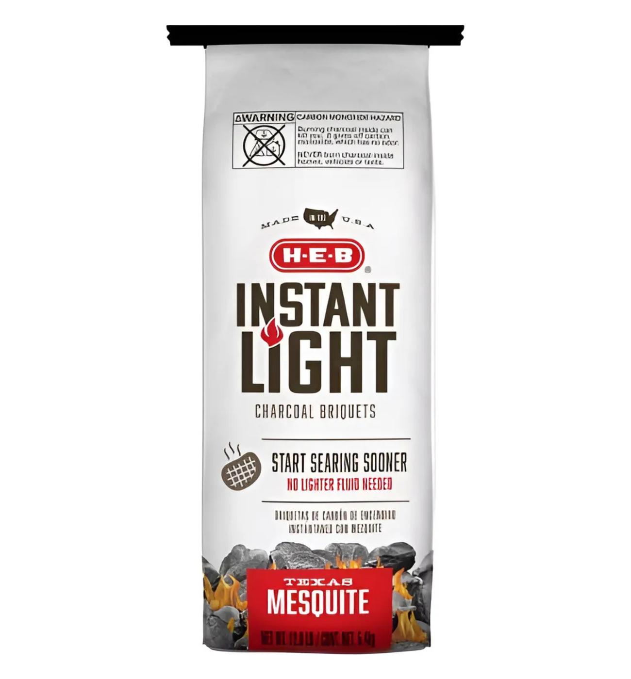 H-E-B Texas Mesquite Instant Light Charcoal Briquets; image 1 of 3