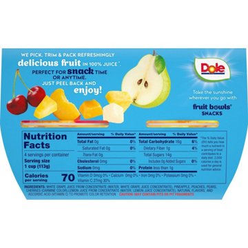 Dole Fruit Bowls - Cherry Mixed Fruit in 100% Juice, 4 ct