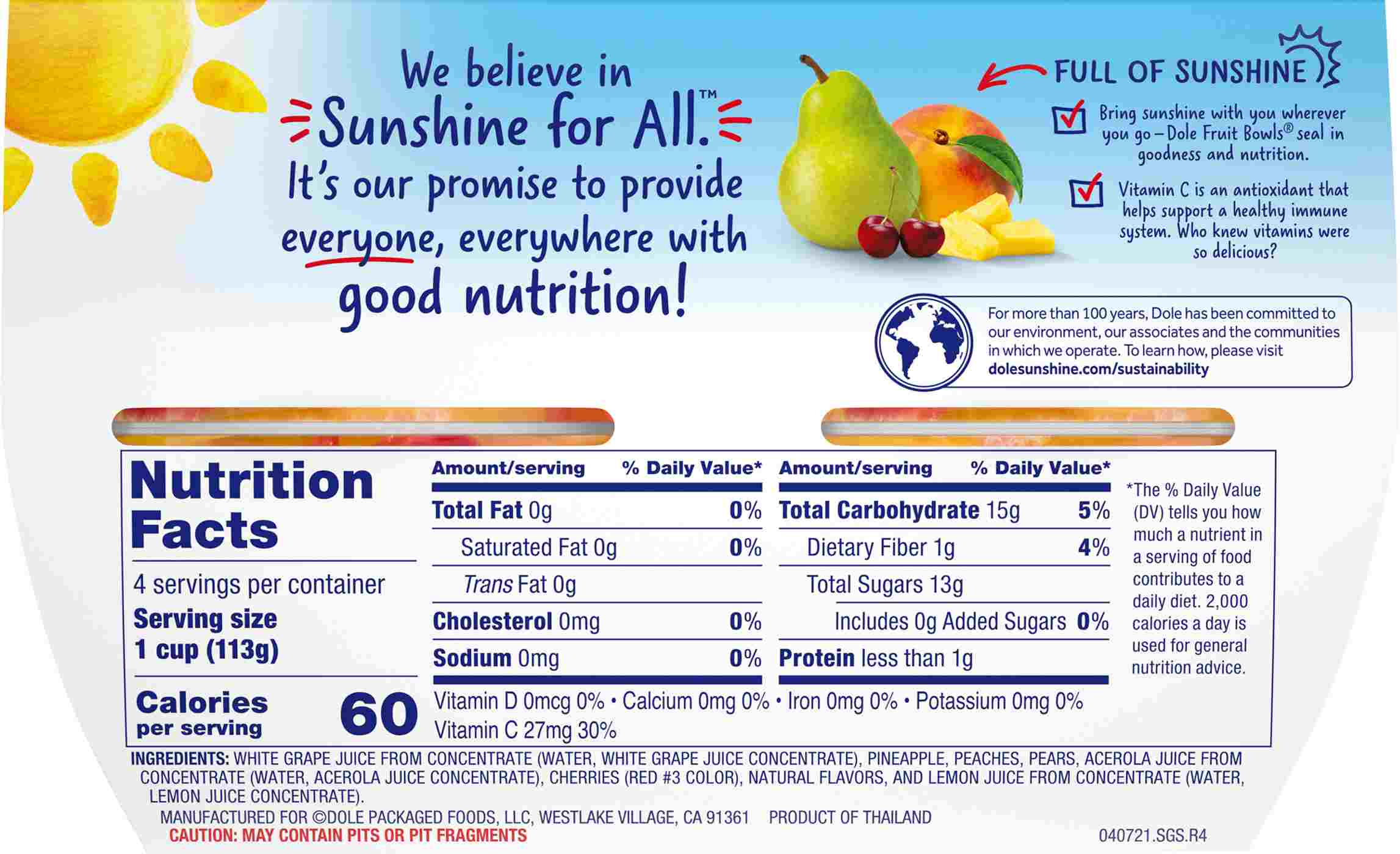 Dole Fruit Bowls - Cherry Mixed Fruit in 100% Juice; image 3 of 8