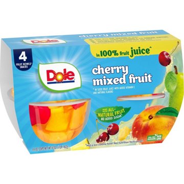 Dole Fruit Bowls - Cherry Mixed Fruit in 100% Juice, 4 ct