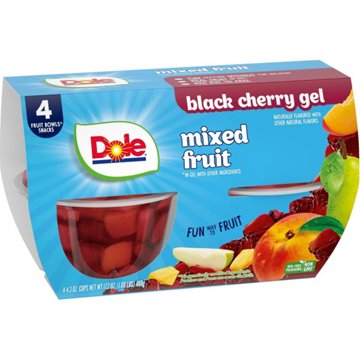 Dole Fruit Bowls - Mixed Fruit in Black Cherry Flavored Gel, 4 ct
