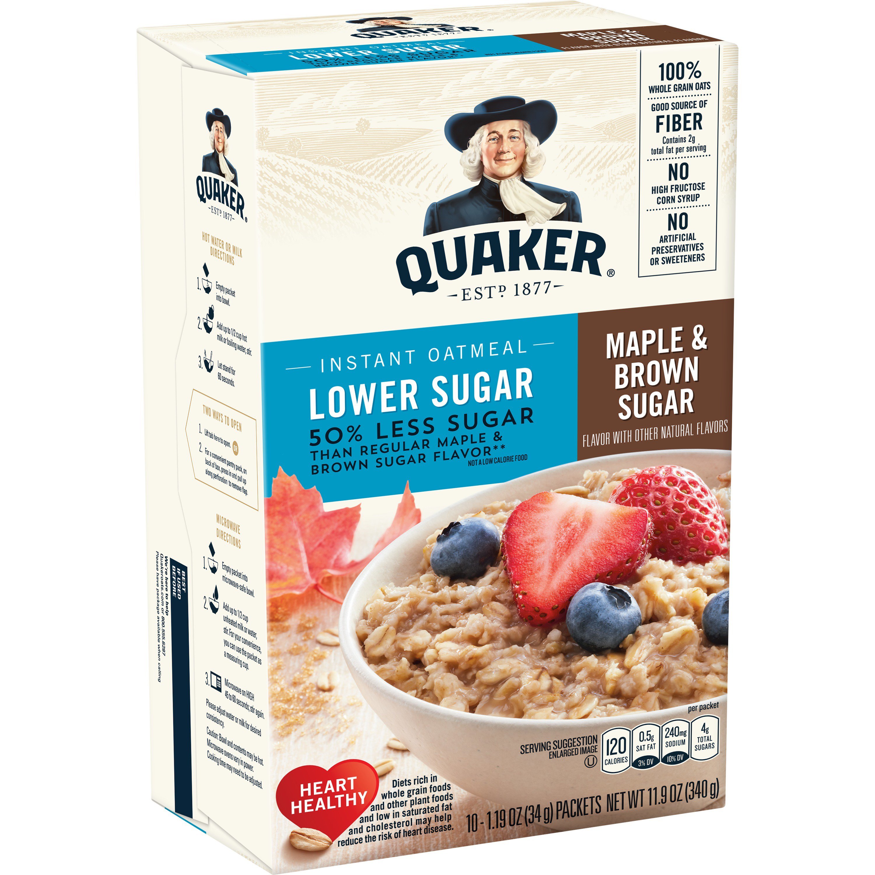 Quaker Lower Sugar Maple & Brown Sugar Instant Oatmeal ...