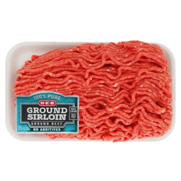 H-E-B 100% Pure Ground Beef Sirloin, 90% Lean, Avg. 1.1 lbs