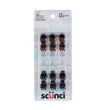 Scunci Effortless Beauty Thick Hair Mini Jaw Clips, 18 ct